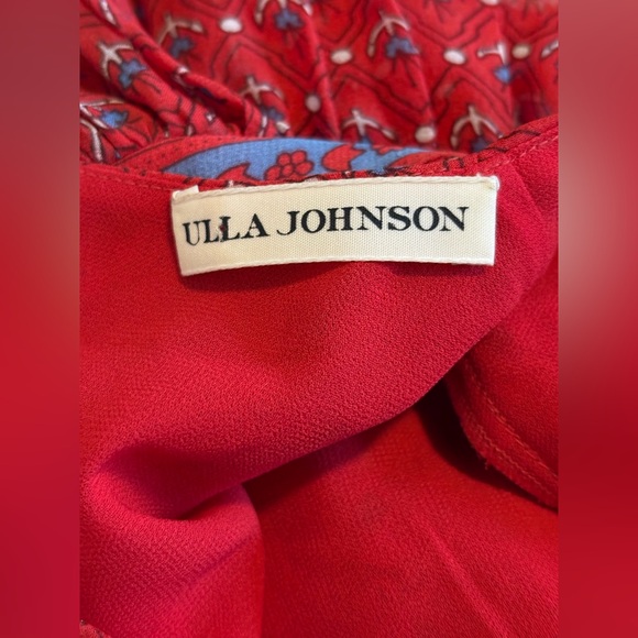 Ulla Johnson Red Blue Floral Paisley Silk Bohemian Blouse Size 0-2 - Picture 9 of 9